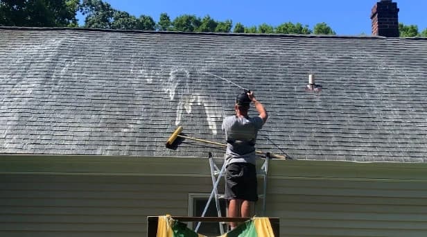 Before and after results of roof washing by Kent Power Washing in Kent