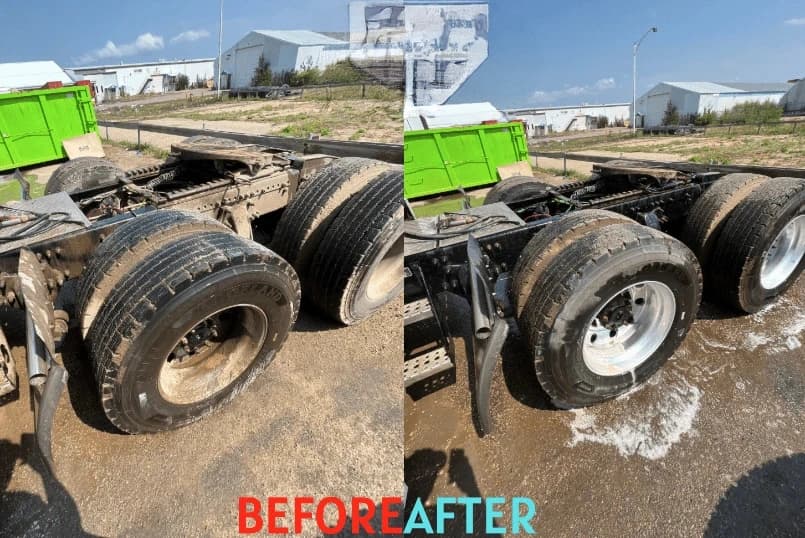 Kent Power Washing team cleaning commercial fleet vehicles in Kent